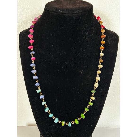 Handmade Wirewrapped Rainbow Dyed Crystal Quartz Completely Adjustable Necklace - Picture 1 of 4